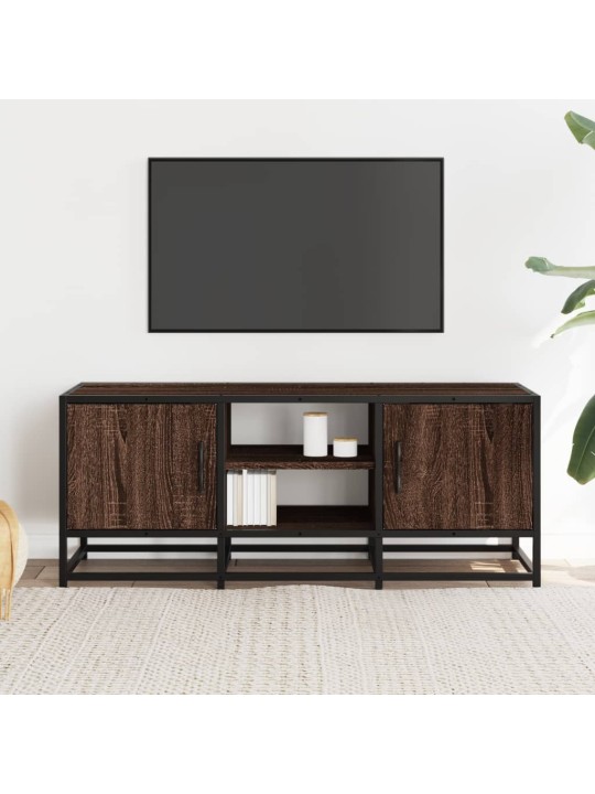 Tv skapītis brūna ozola 100x35x41 cm inženierijas koks metāls