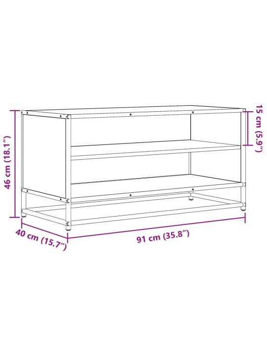 Tv skapītis, melns, 91x40x46 cm, inženierijas koks metāls