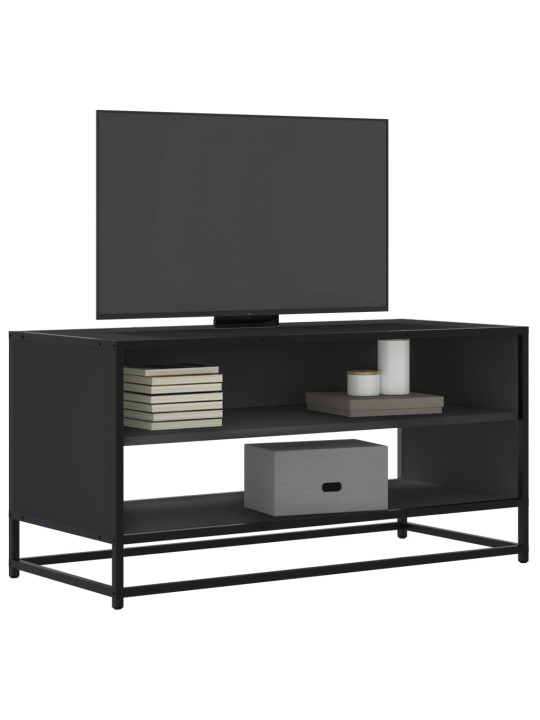Tv skapītis, melns, 91x40x46 cm, inženierijas koks metāls