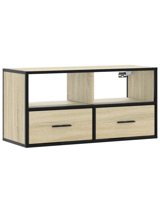 Tv skapītis, ozola, 80x31x39,5 cm, inženierijas koks, metāls