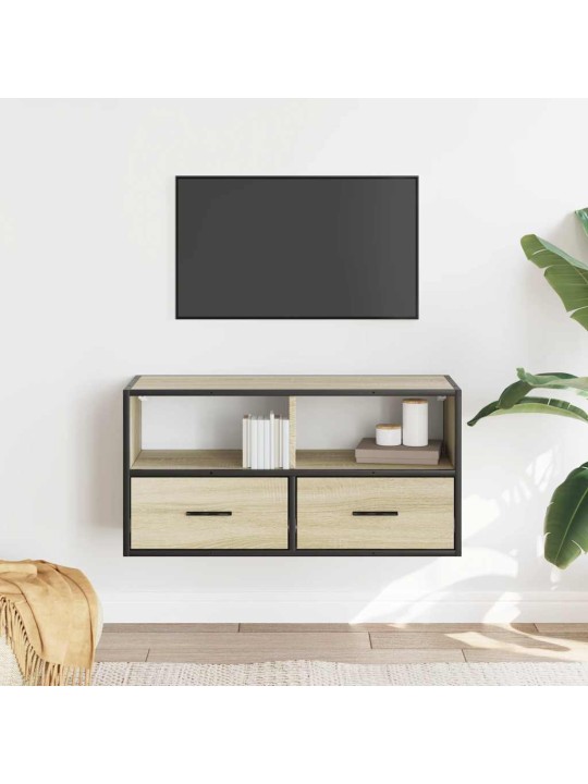Tv skapītis, ozola, 80x31x39,5 cm, inženierijas koks, metāls