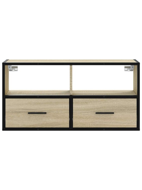 Tv skapītis, ozola, 80x31x39,5 cm, inženierijas koks, metāls