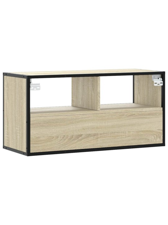 Tv skapītis, ozola, 80x31x39,5 cm, inženierijas koks, metāls