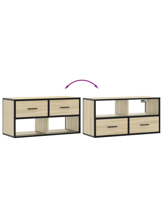 Tv skapītis, ozola, 80x31x39,5 cm, inženierijas koks, metāls