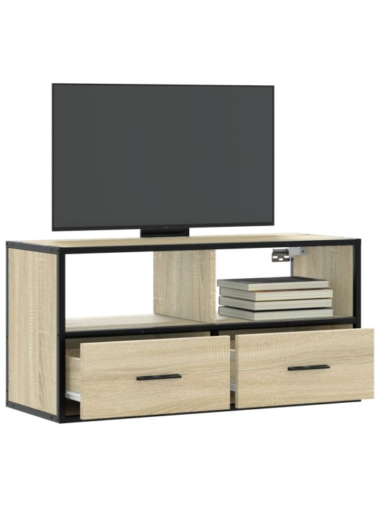 Tv skapītis, ozola, 80x31x39,5 cm, inženierijas koks, metāls