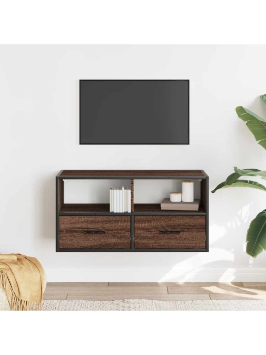 Tv skapītis, ozolkoka, 80x31x39,5 cm, inženierijas koks metāls