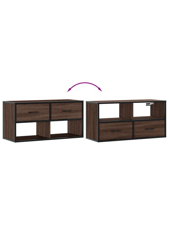 Tv skapītis, ozolkoka, 80x31x39,5 cm, inženierijas koks metāls
