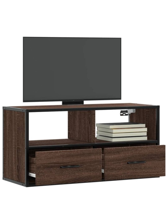 Tv skapītis, ozolkoka, 80x31x39,5 cm, inženierijas koks metāls