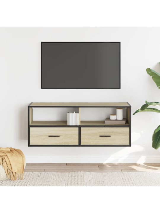 Tv skapītis, ozolkoka, 100x31x39,5 cm, konstruēts koks, metāls