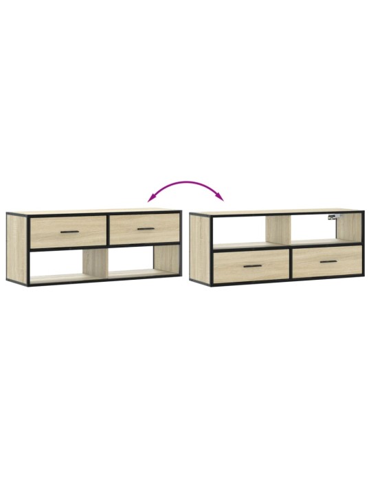 Tv skapītis, ozolkoka, 100x31x39,5 cm, konstruēts koks, metāls