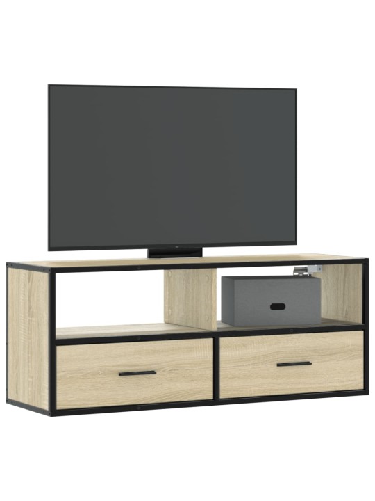 Tv skapītis, ozolkoka, 100x31x39,5 cm, konstruēts koks, metāls