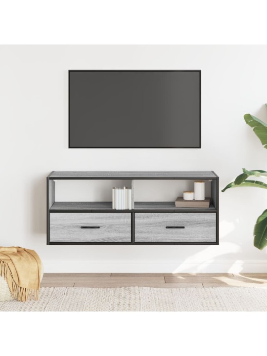 Tv skapītis, pelēks, 100x31x39,5 cm, inženierijas koks, metāls