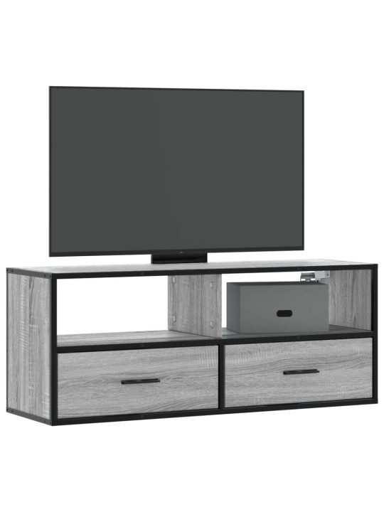 Tv skapītis, pelēks, 100x31x39,5 cm, inženierijas koks, metāls