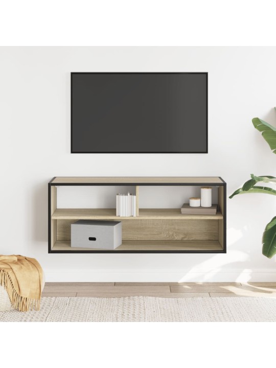 Tv skapītis, ozolkoka, 100x31x39,5 cm, konstruēts koks, metāls