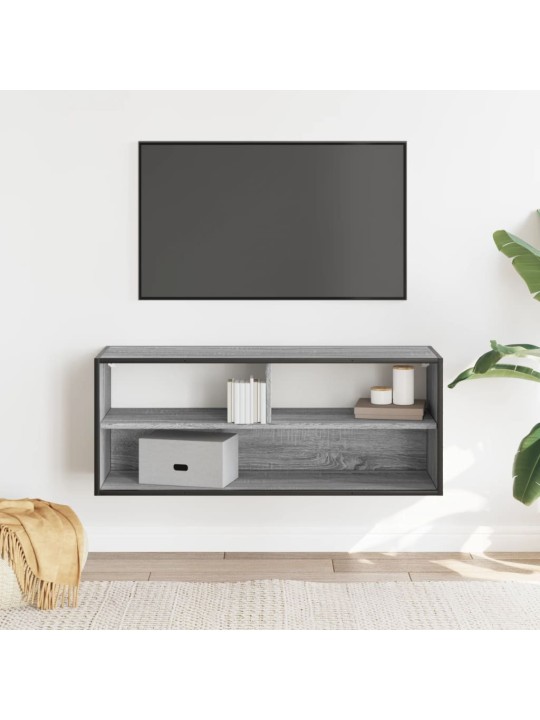 Tv skapītis, pelēks, 100x31x39,5 cm, inženierijas koks, metāls