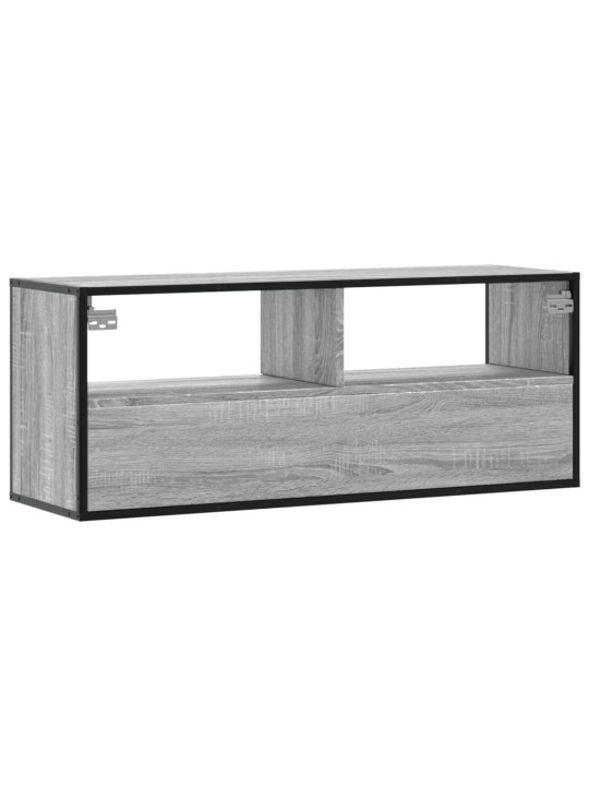 Tv skapītis, pelēks, 100x31x39,5 cm, inženierijas koks, metāls