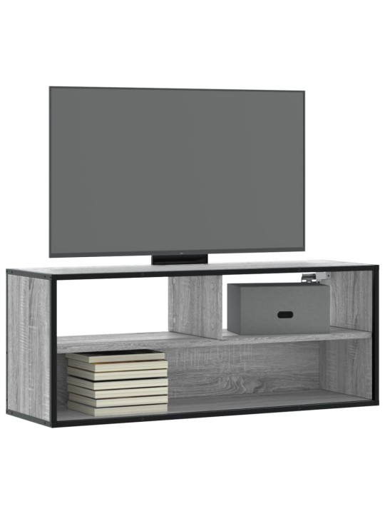 Tv skapītis, pelēks, 100x31x39,5 cm, inženierijas koks, metāls