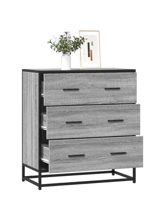 Kumode, pelēka koka, 68x35x76 cm, inženierijas koks, metāls