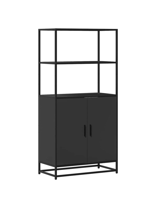 Augstais skapītis melns 68x35x139 cm inženierijas koks metāls