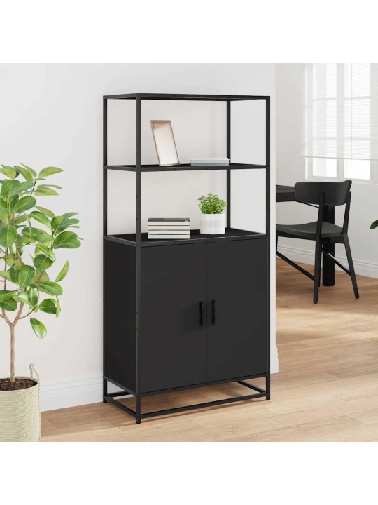 Augstais skapītis melns 68x35x139 cm inženierijas koks metāls
