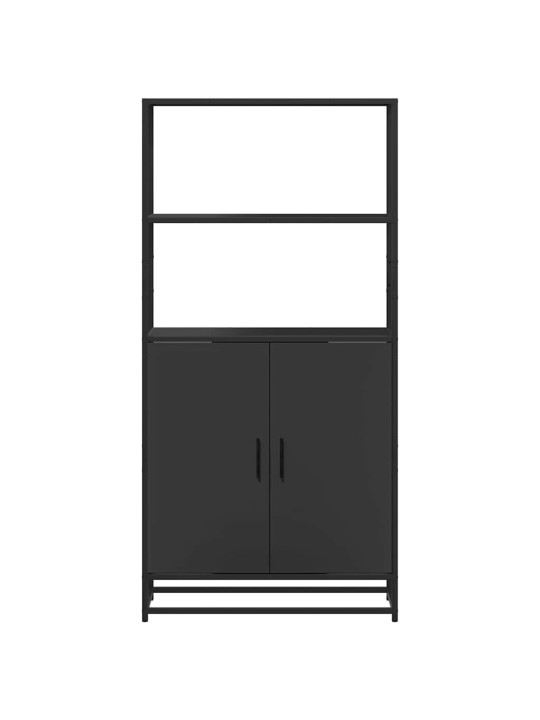 Augstais skapītis melns 68x35x139 cm inženierijas koks metāls