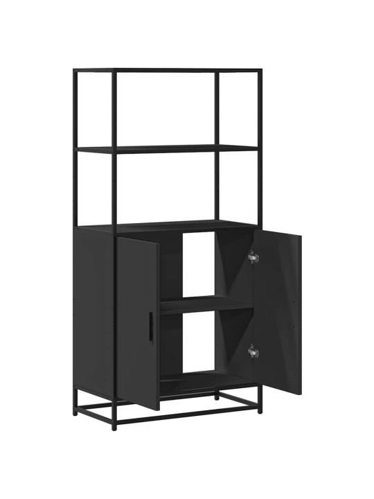 Augstais skapītis melns 68x35x139 cm inženierijas koks metāls