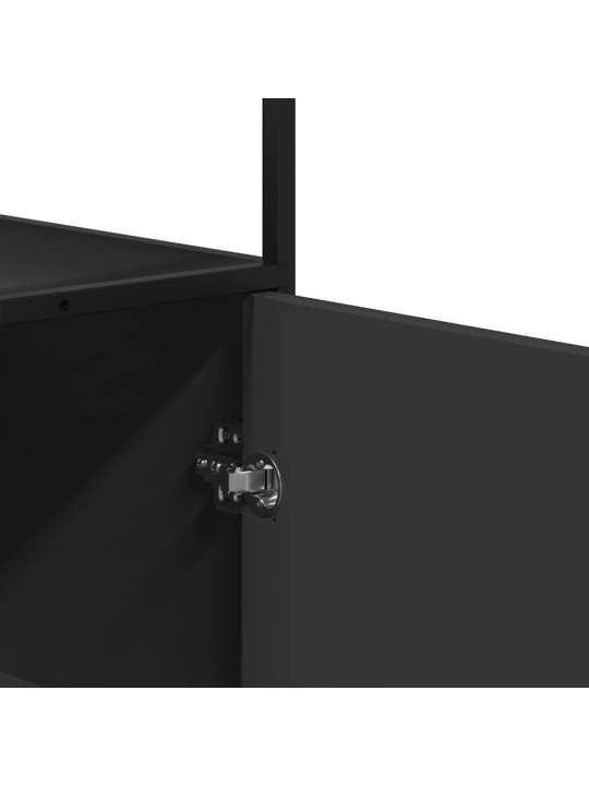 Augstais skapītis melns 68x35x139 cm inženierijas koks metāls