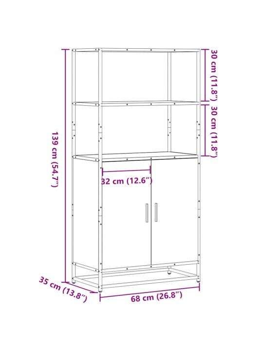 Augstais skapītis melns 68x35x139 cm inženierijas koks metāls