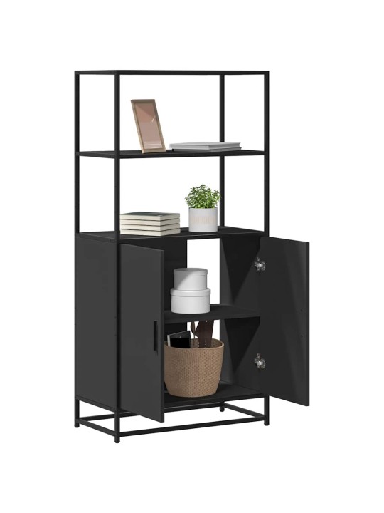 Augstais skapītis melns 68x35x139 cm inženierijas koks metāls