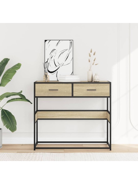 Konsoles galdiņš, koka krāsa, 90x35x80 cm, inženierijas koks