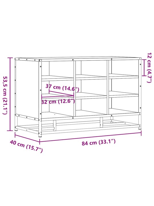 Apavu sols sonoma ozols 84x40x53,5 cm inženierijas koks metāls
