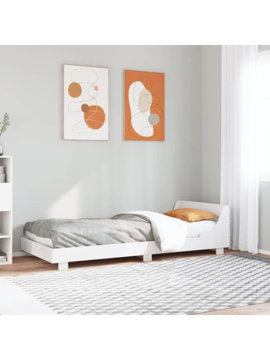 Gulta bez matrača, balts, 90x200 cm, priedes masīvkoks