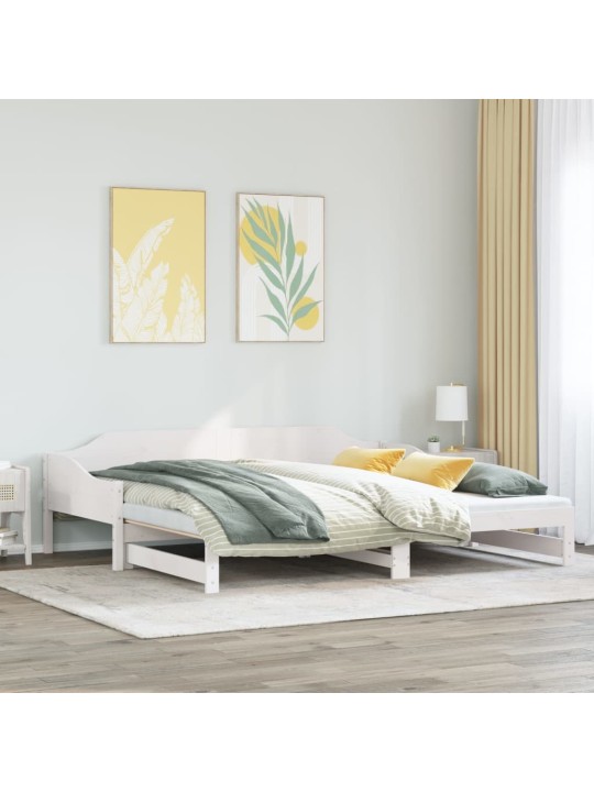 Izvelkams dīvāns, balts, 80x200 cm, priedes masīvkoks