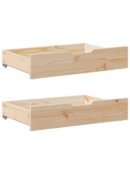 Gultas atvilktnes ar riteņiem, 2 gb., 80x55x16 cm, priedes koks