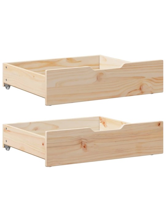 Gultas atvilktnes ar riteņiem, 2 gb., 75x55x16 cm, priedes koks