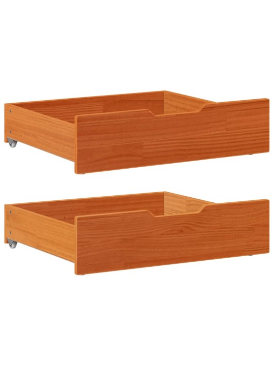 Gultas atvilktnes, 2 gab., brūnas, 75x55x16 cm, priedes koks
