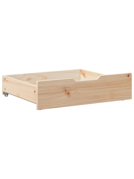 Gultas atvilktnes ar riteņiem, 2 gb., 65x55x16 cm, priedes koks