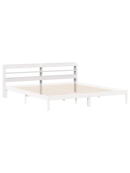 Galvgalis ar plauktiem, balts, 200 cm, priedes masīvkoks
