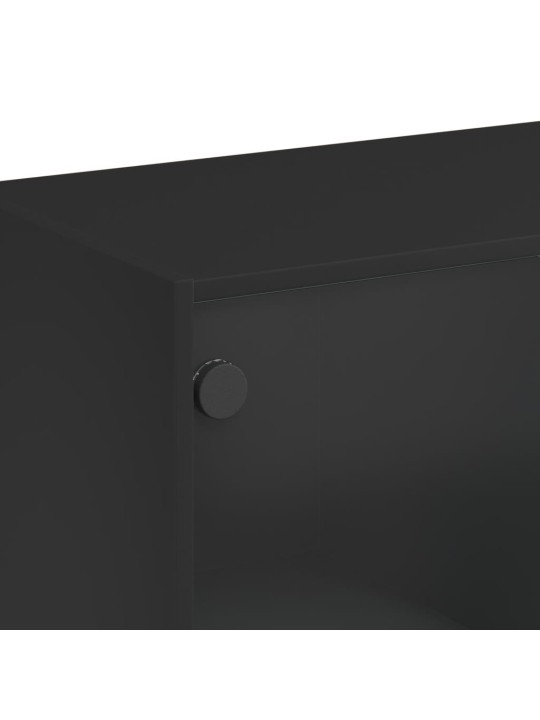 Augstais skapītis ar durvīm, melns, 68x37x142 cm