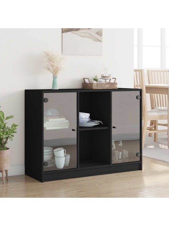 Kumode, melna, 102x37x75,5 cm, inženierijas koks