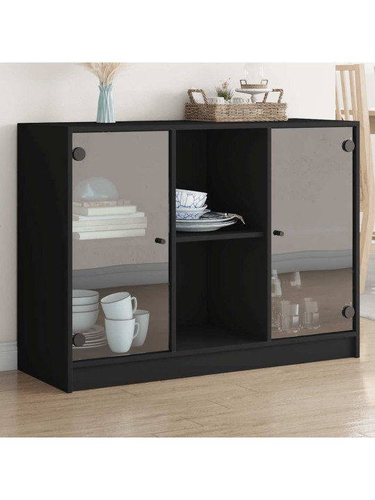 Kumode, melna, 102x37x75,5 cm, inženierijas koks