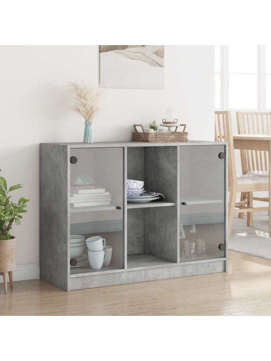 Kumode, betona pelēka, 102x37x75,5 cm, inženierijas koks