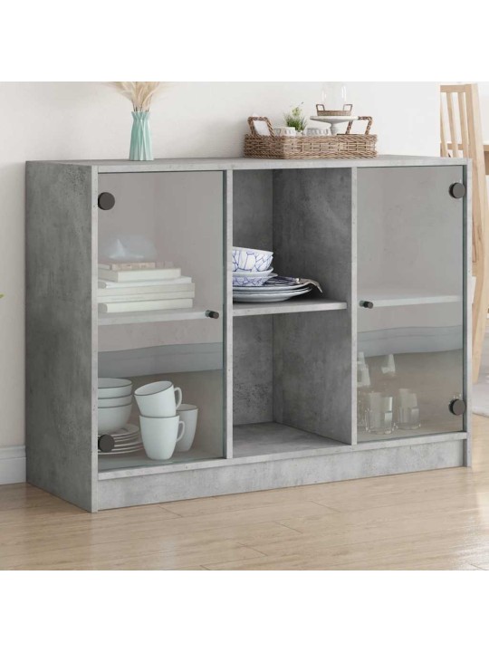 Kumode, betona pelēka, 102x37x75,5 cm, inženierijas koks
