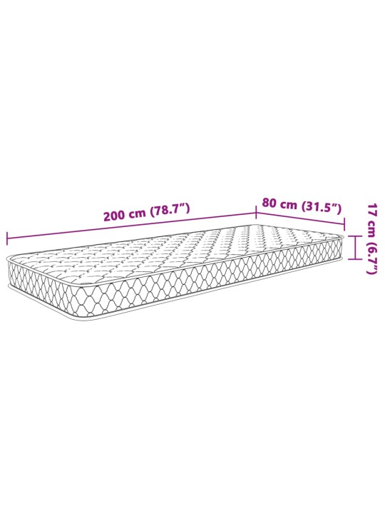 Atmiņas efekta putu matracis, balts, 80x200x17 cm