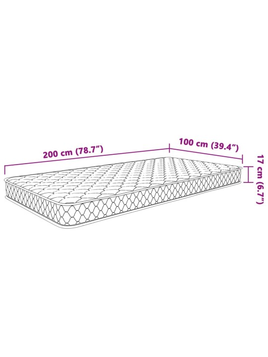 Atmiņas efekta putu matracis, balts, 100x200x17 cm