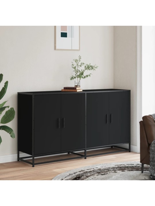 Bufete melns 134x35x76 cm engineered wood