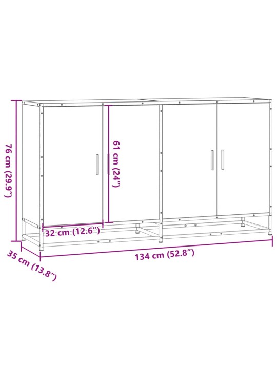 Bufete melns 134x35x76 cm engineered wood