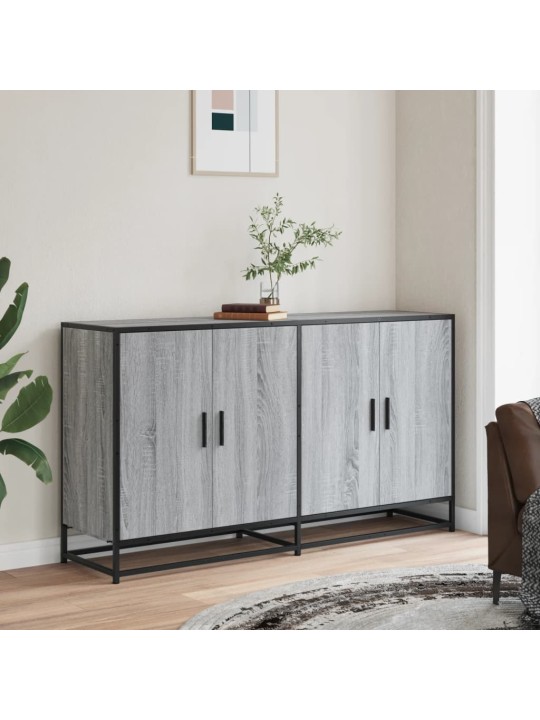 Kumode, pelēka ozolkoka, 134x35x76 cm, inženierijas koks
