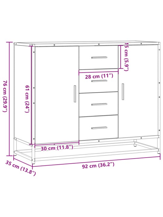 Plaukts, melns, 92x35x76 cm, inženierijas koks