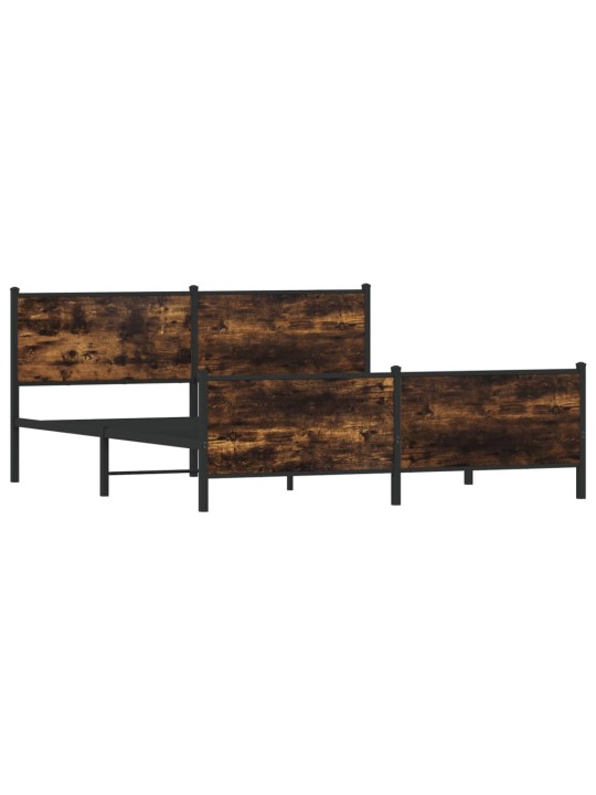 Gultas rāmis bez matrača, metāls, 200x200cm, ozolkoka imitācija